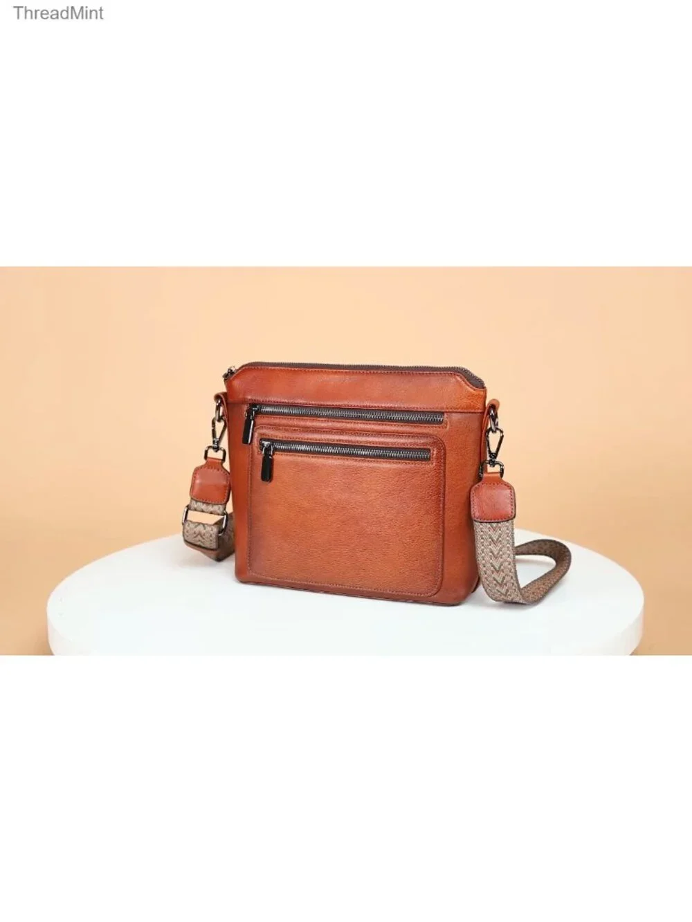 Genuine Leather Crossbody Bag Women Satchel Purse Multiple Pockets Shoulder Bag